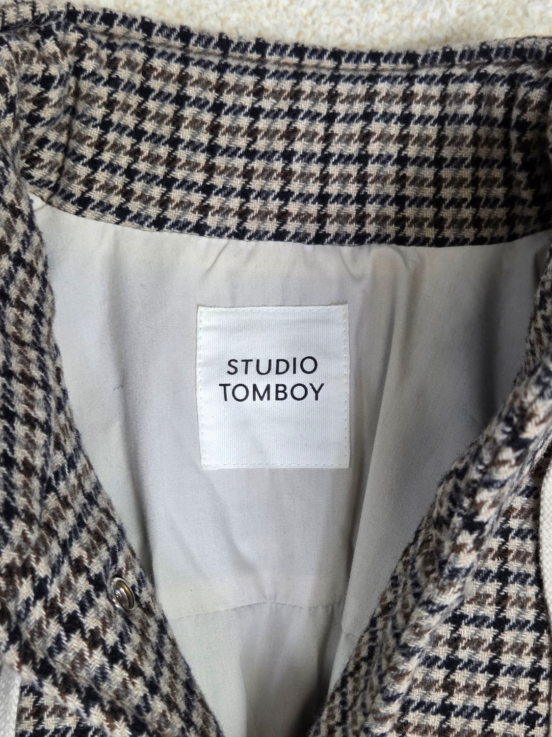 [스튜디오 톰보이] 하운드투스 체크 하이넥 점퍼 코트 | 00232 상품이미지3