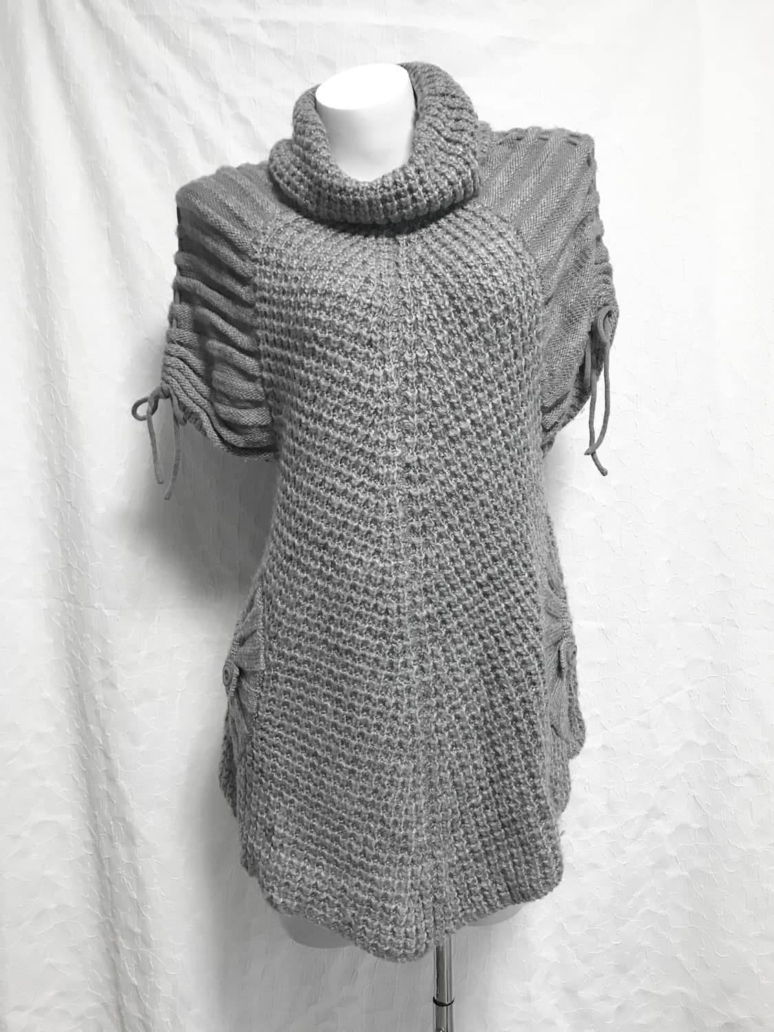 빈티지 니혼진 너드 하이넥 셔링 니트 원피스 탑 상품이미지2