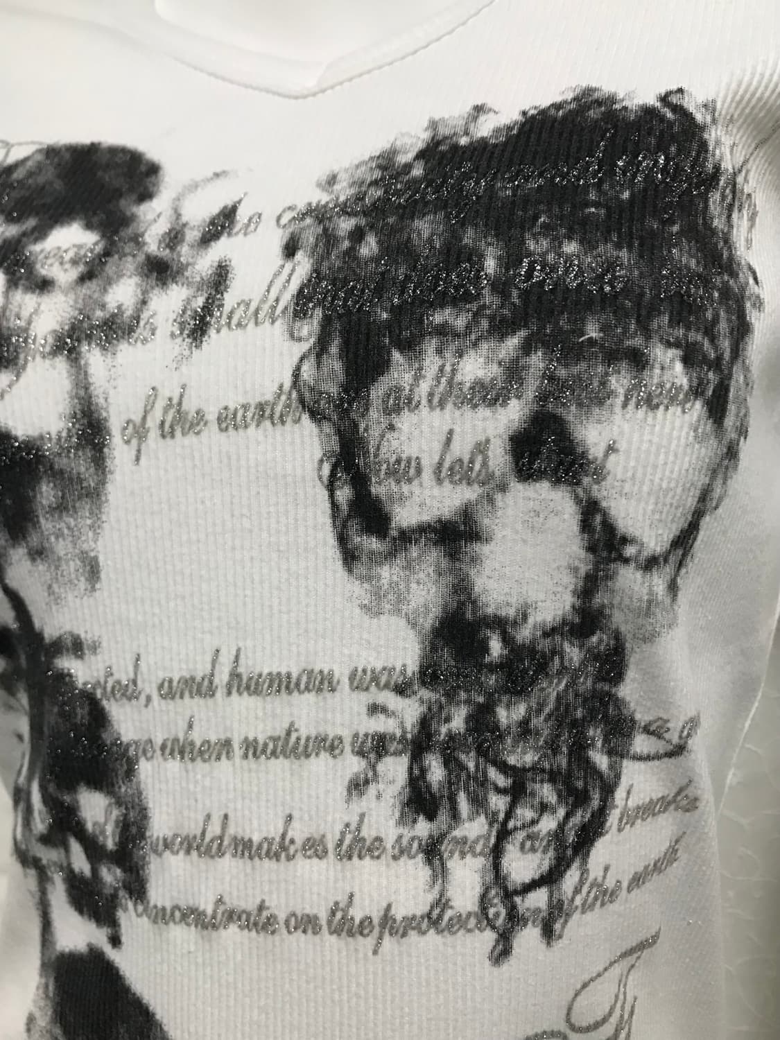 빈티지 펑크 해골 레터링 골지 롱슬리브 탑 상품이미지4