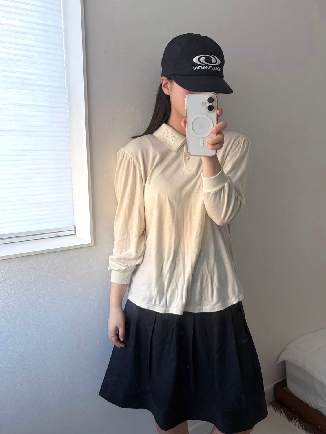 스트라이프 플리츠 미디 스커트 상품이미지2