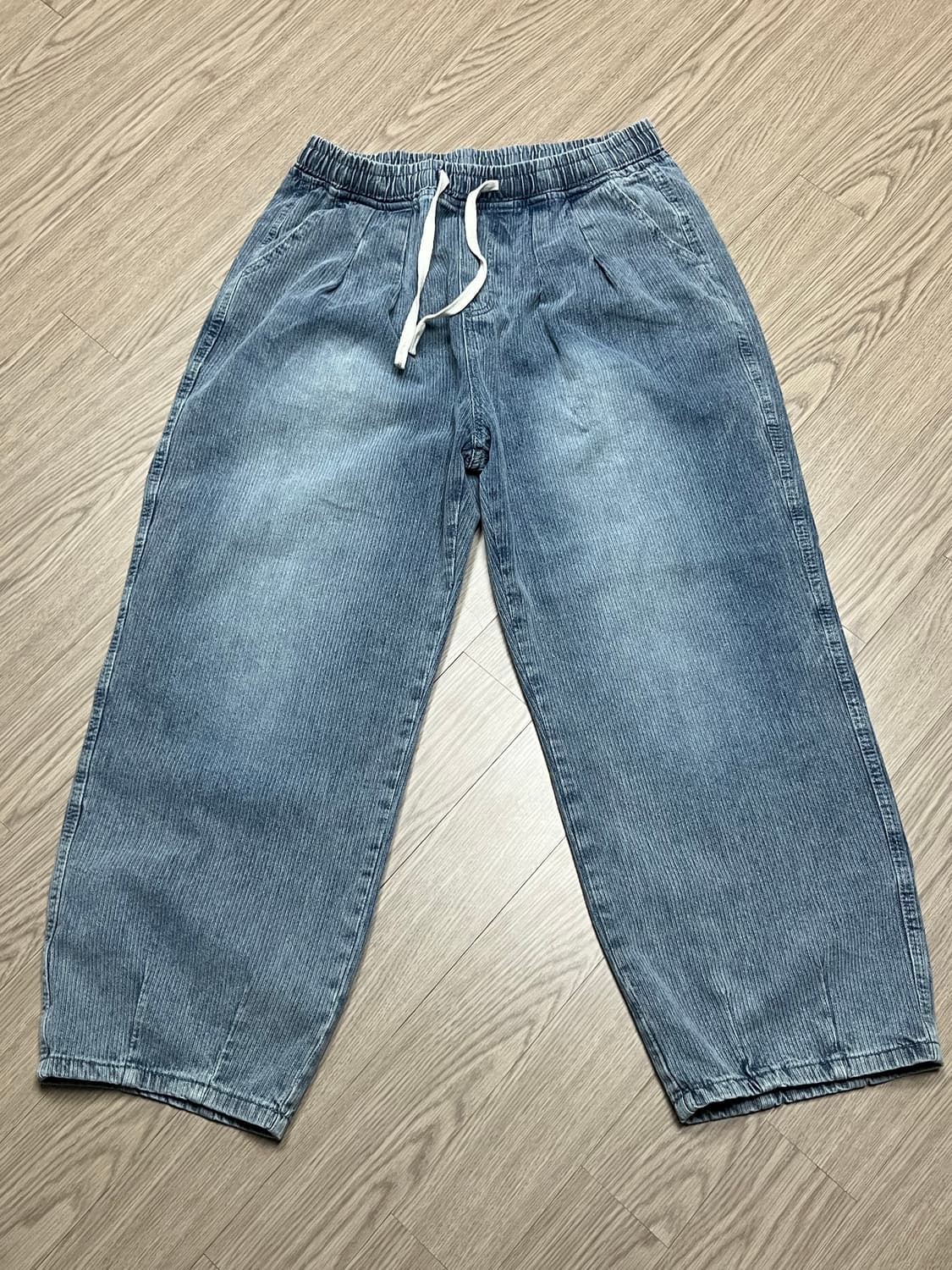 [새상품] 벌룬 와이드 밴딩 데님 팬츠 상품이미지1