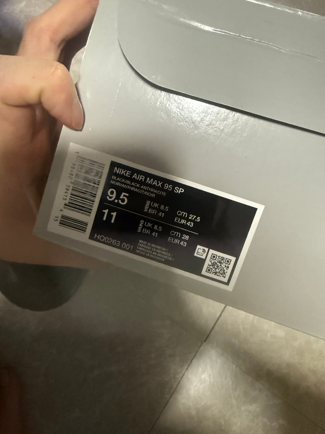 275사이즈 나이키 웍스아웃 에어맥스95 블랙 상품이미지8