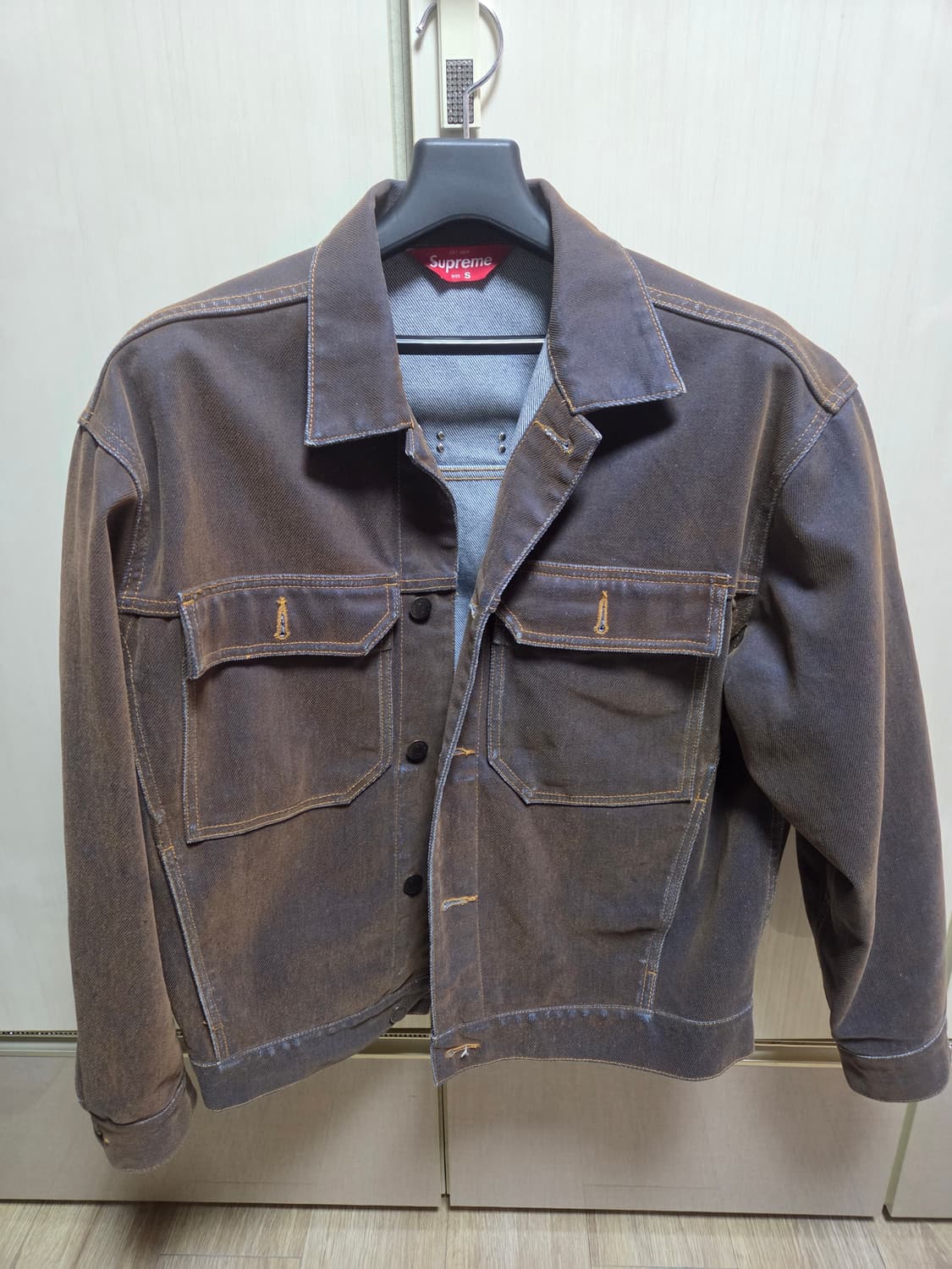 슈프림 플록데님 트러커 자켓 골드 S 상품이미지1