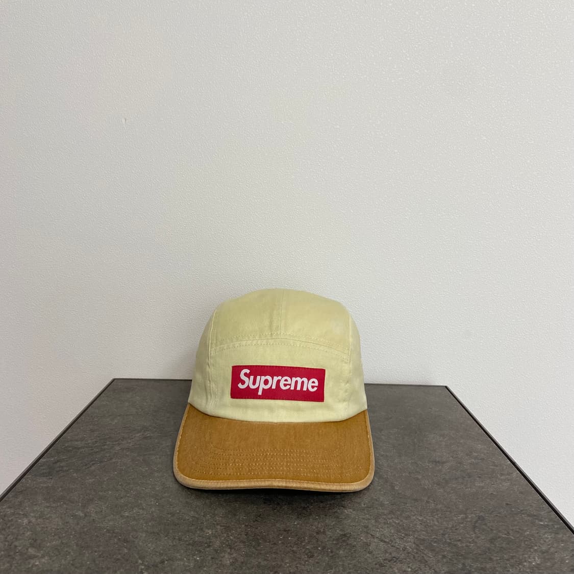 슈프림 투톤 내츄럴 탄 레드 박스로고 캠프캡 모자 상품이미지1