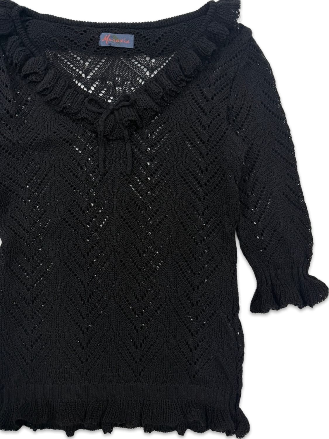 빈티지 블랙 모리 시스루 프릴 레이어드 니트 상품이미지2