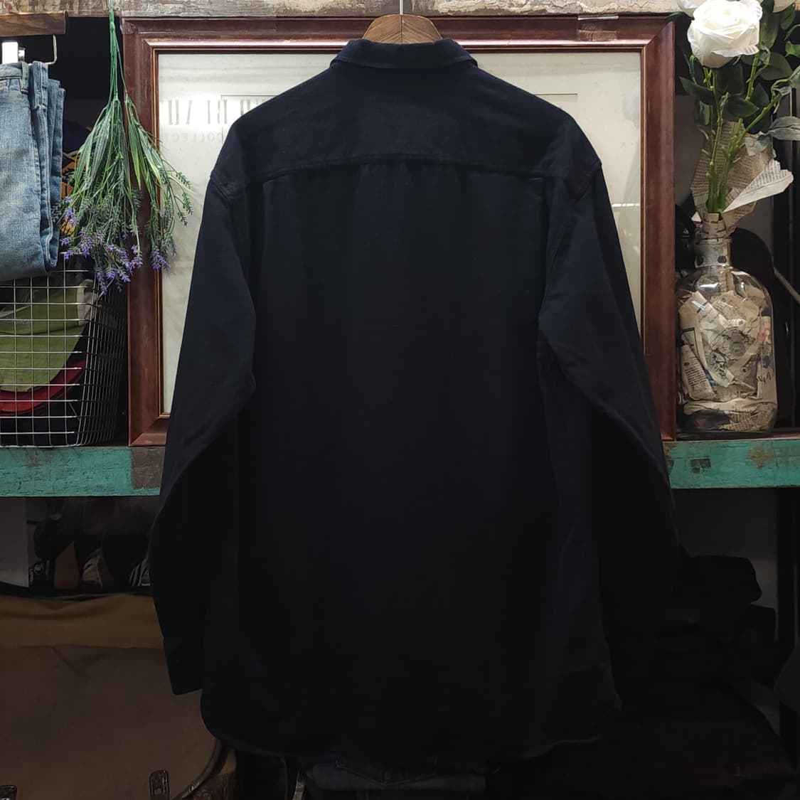 90s 빈티지 워크셔츠 샤모아 디어스킨 헤비코튼 빈티지 셔츠 블랙 M 상품이미지3