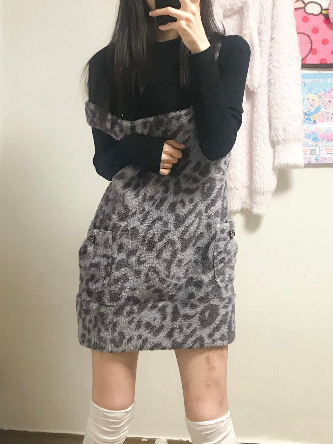 빈티지 호피 리본 수면 원피스 히메갸루 로걀 라떼 오네갸루 히메카지 고딕 상품이미지1