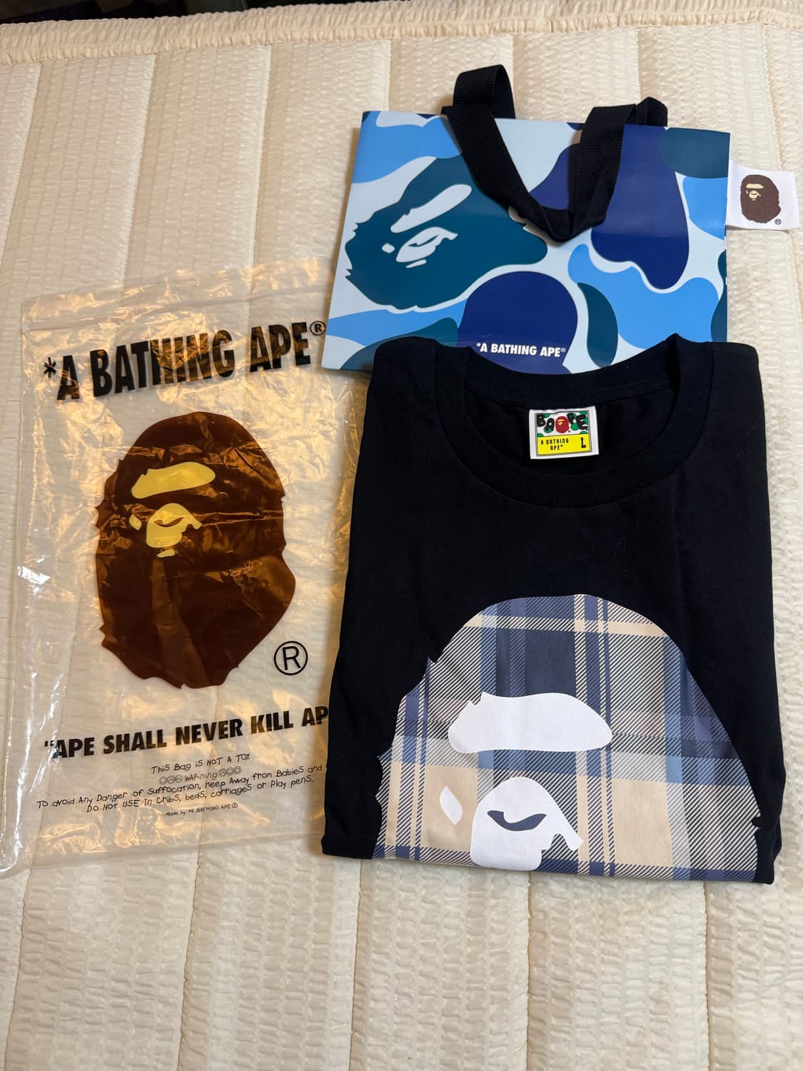 BAPE 베이프 ABC 카모 컬리지 티셔츠 블랙 블루 상품이미지1