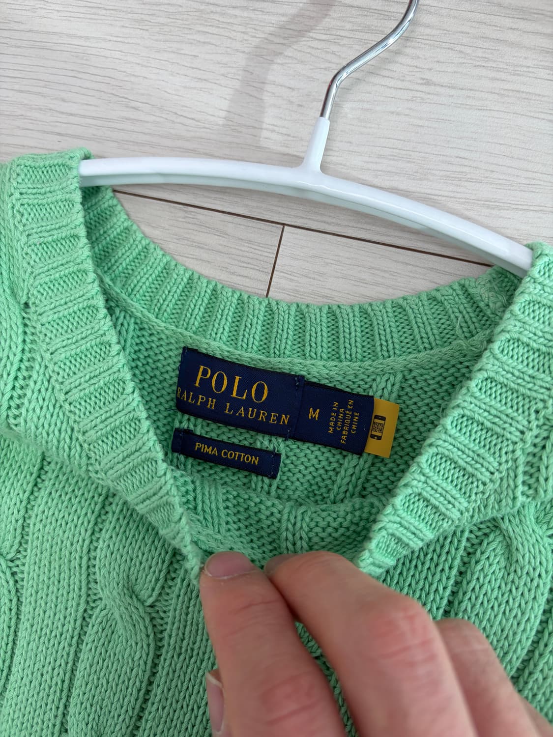 폴로 랄프로렌 케이블 반팔 니트 M 민트 상품이미지2