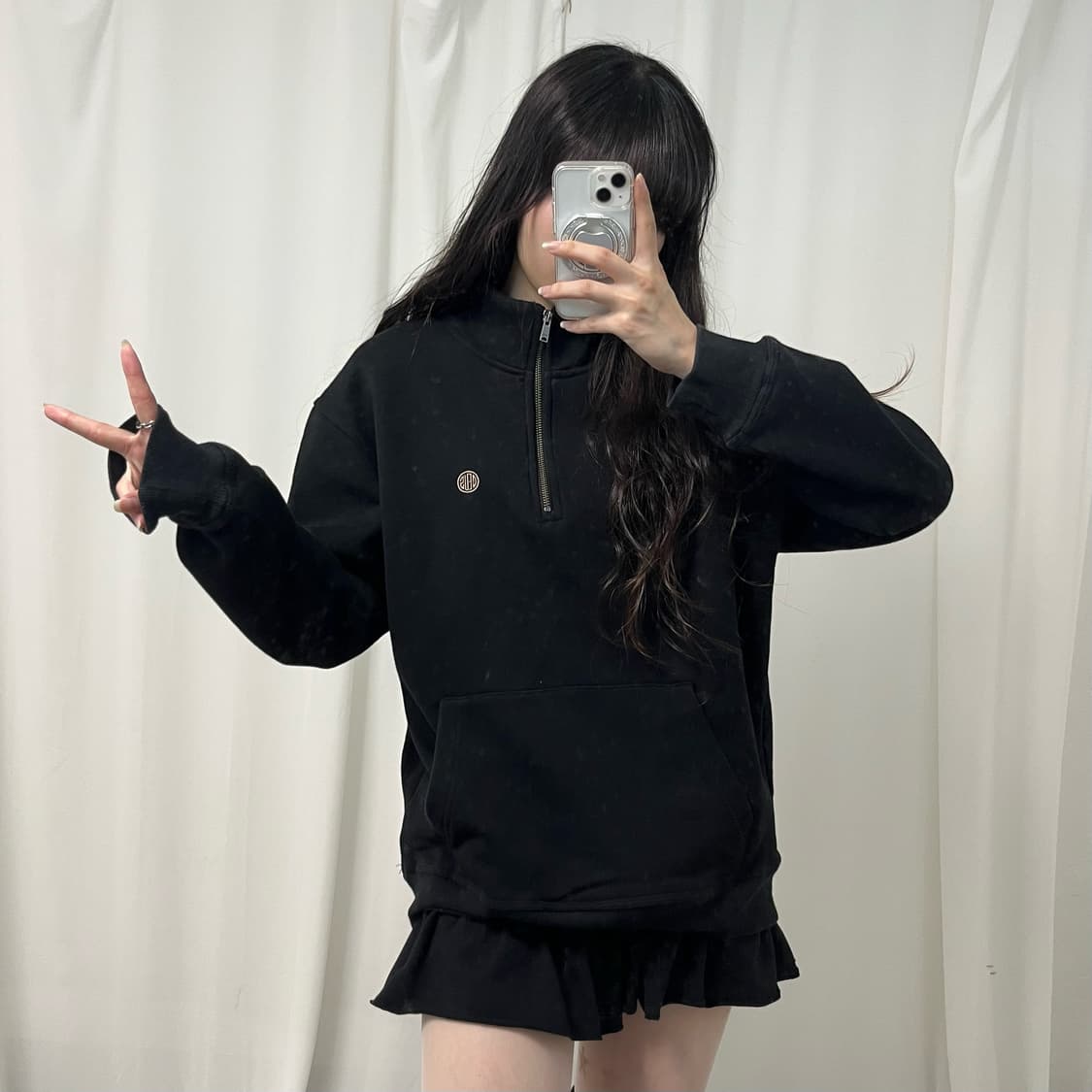 Deus black half-zip sweatshirt 상품이미지2
