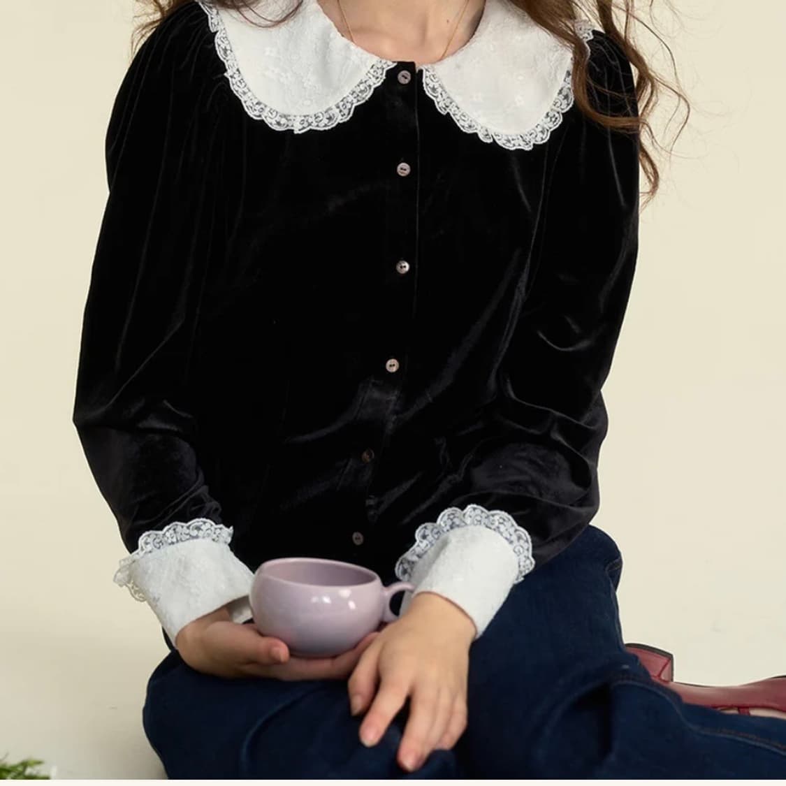 심플레트로 벨벳 블라우스 L 상품이미지1