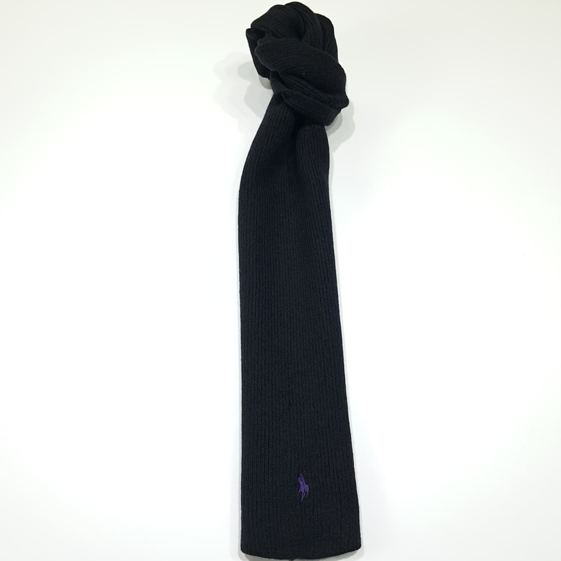MX572 폴로 00s 울 리브드 퍼플 포니 블랙 머플러 목도리 상품이미지5