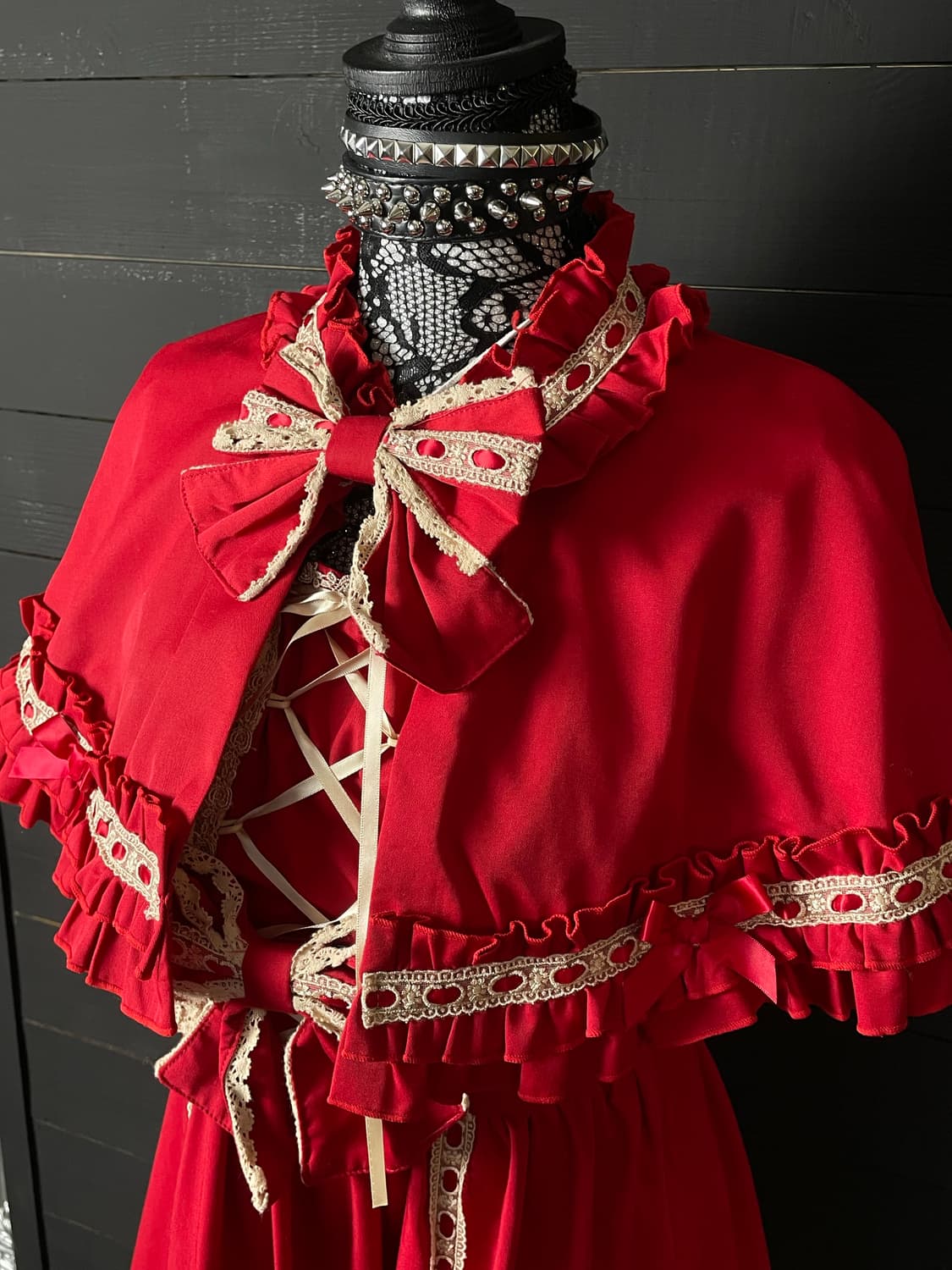 BODYLINE 바디라인 레드 로리타 케이프 / 리본 코르셋 드레스 상품이미지5