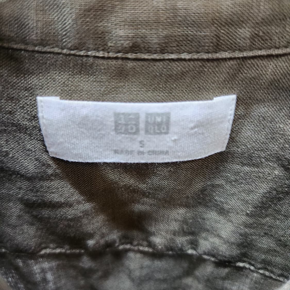 유니클로 올리브카키 린넨 셔츠 S(S) 상품이미지5