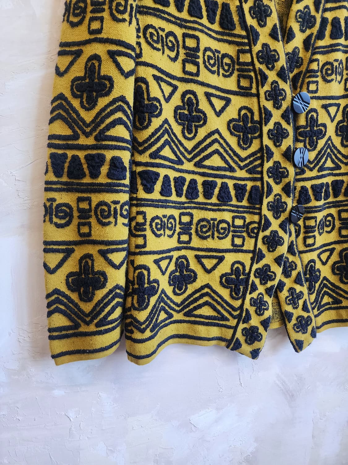 울 혼반 패턴 자수 니트 가디건 자켓 상품이미지3