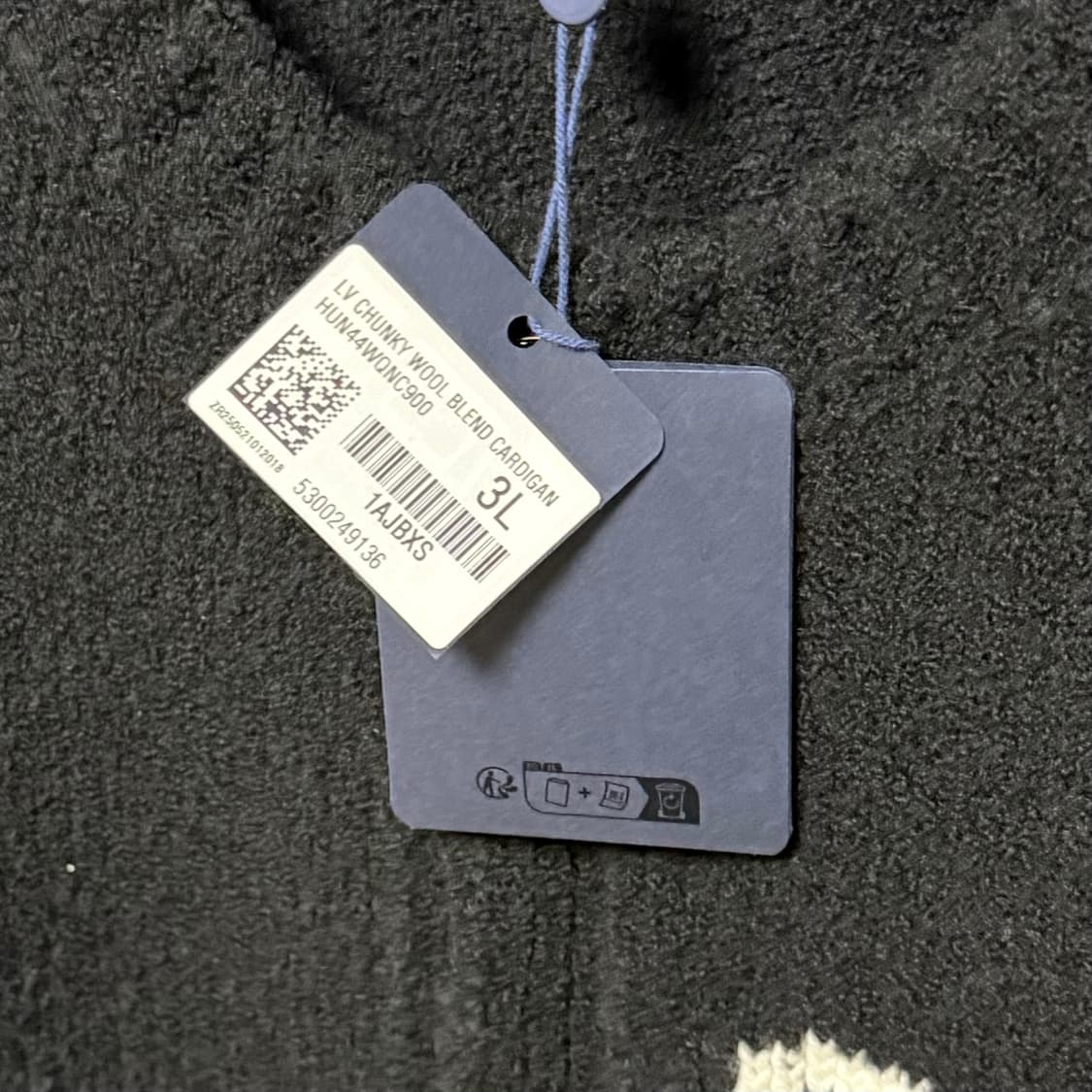 [새상품/2XL] 25FW 루이비통 청키 인타르시아 니트 가디건 블랙 상품이미지6