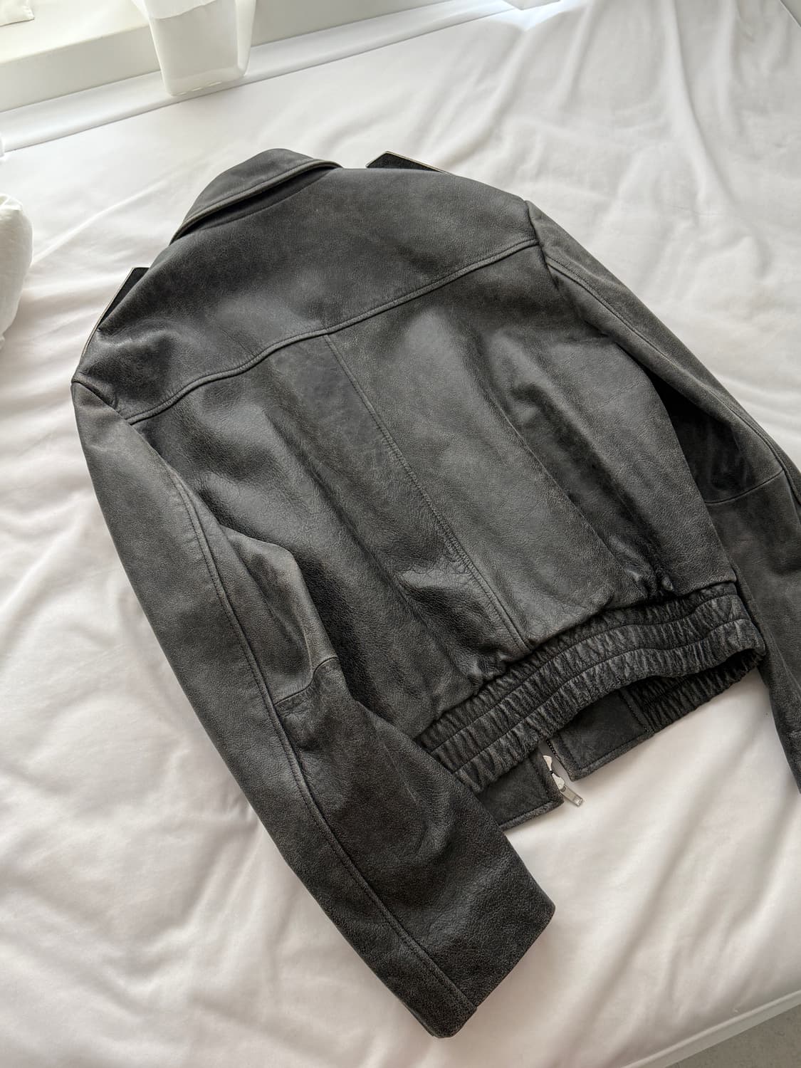 [M] STU 23FW 에폴렛 레더 자켓 블랙  상품이미지4