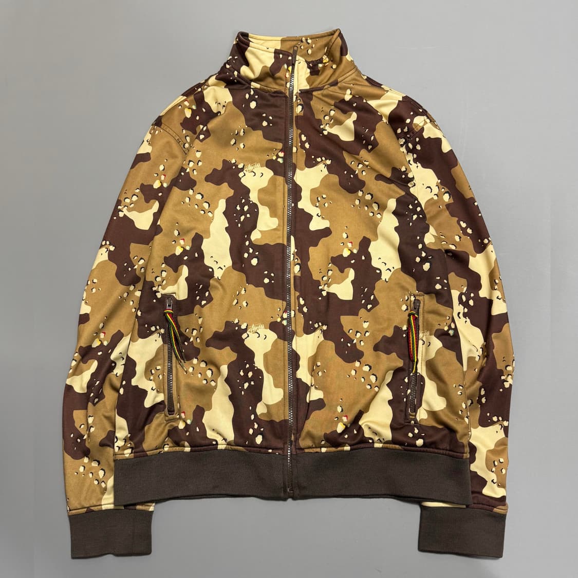 스투시(STUSSY) 브라운 초콜릿칩 카모플라주 폴리에스터 하이넥 트랙탑 상품이미지7