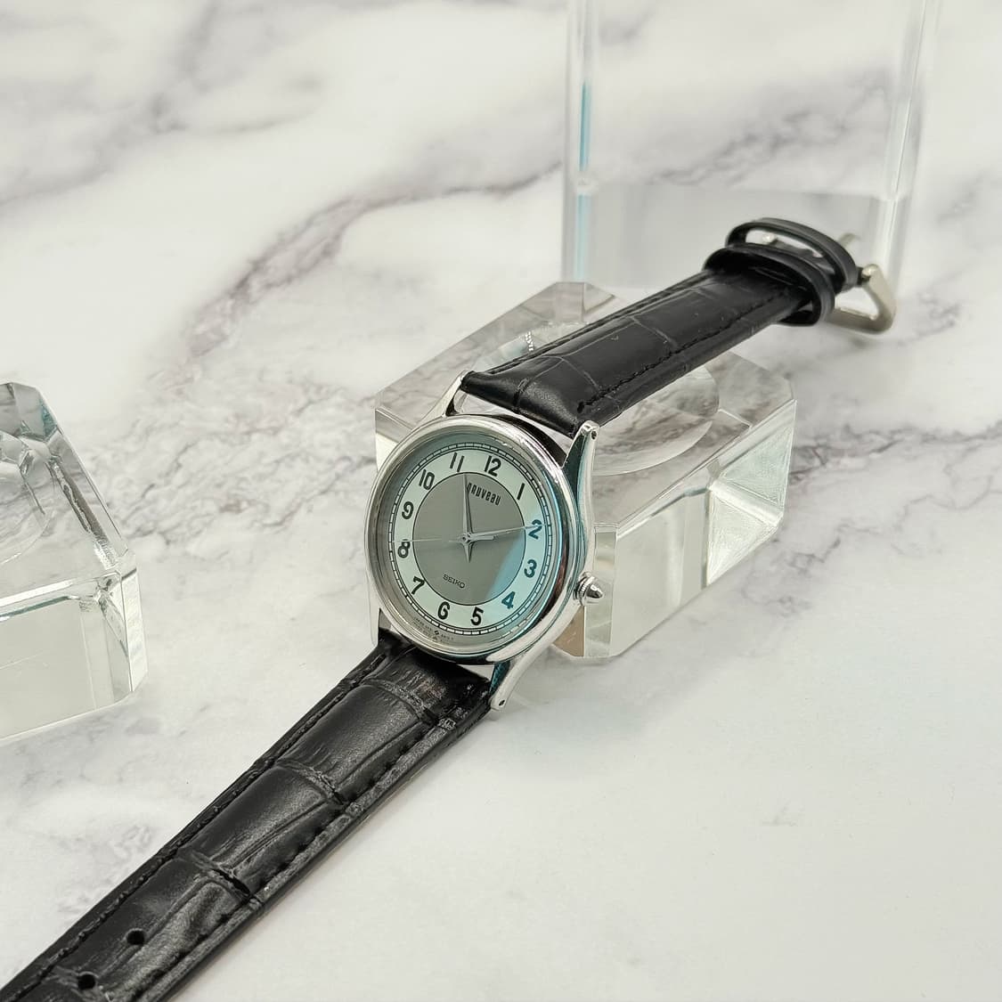 80s90s 빈티지 세이코 누보 아트 실버 라운드 워치 상품이미지1
