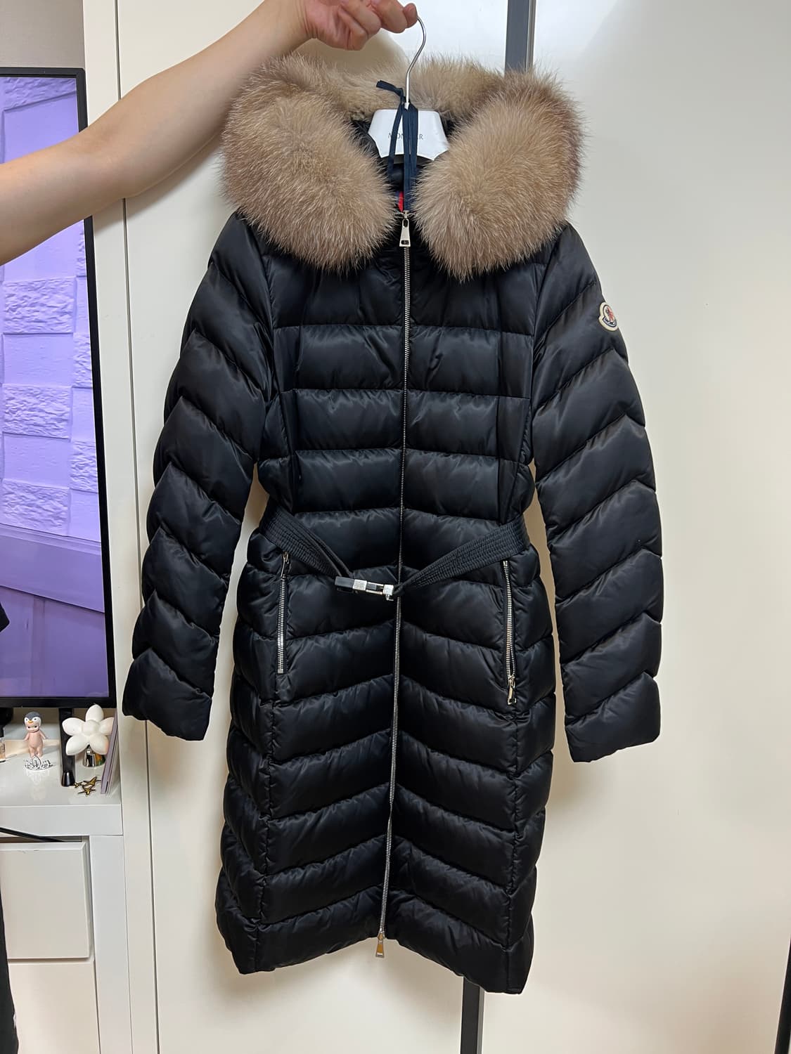 몽클레어 리어지 롱 다운 패딩 블랙베이지 1사이즈 상품이미지3