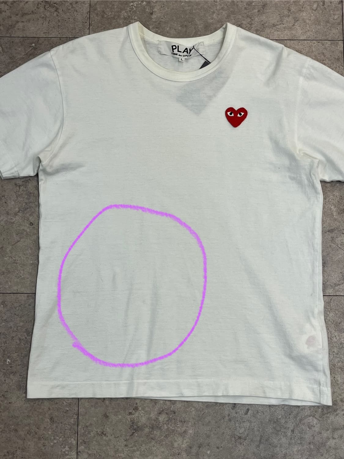 꼼데가르송 반팔티 화이트 L #csz2568 상품이미지5