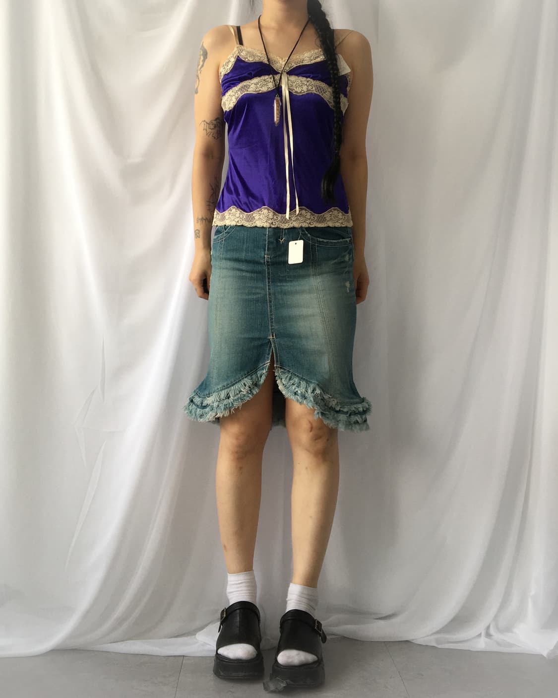 Lace trimming satin sleeveless 상품이미지5