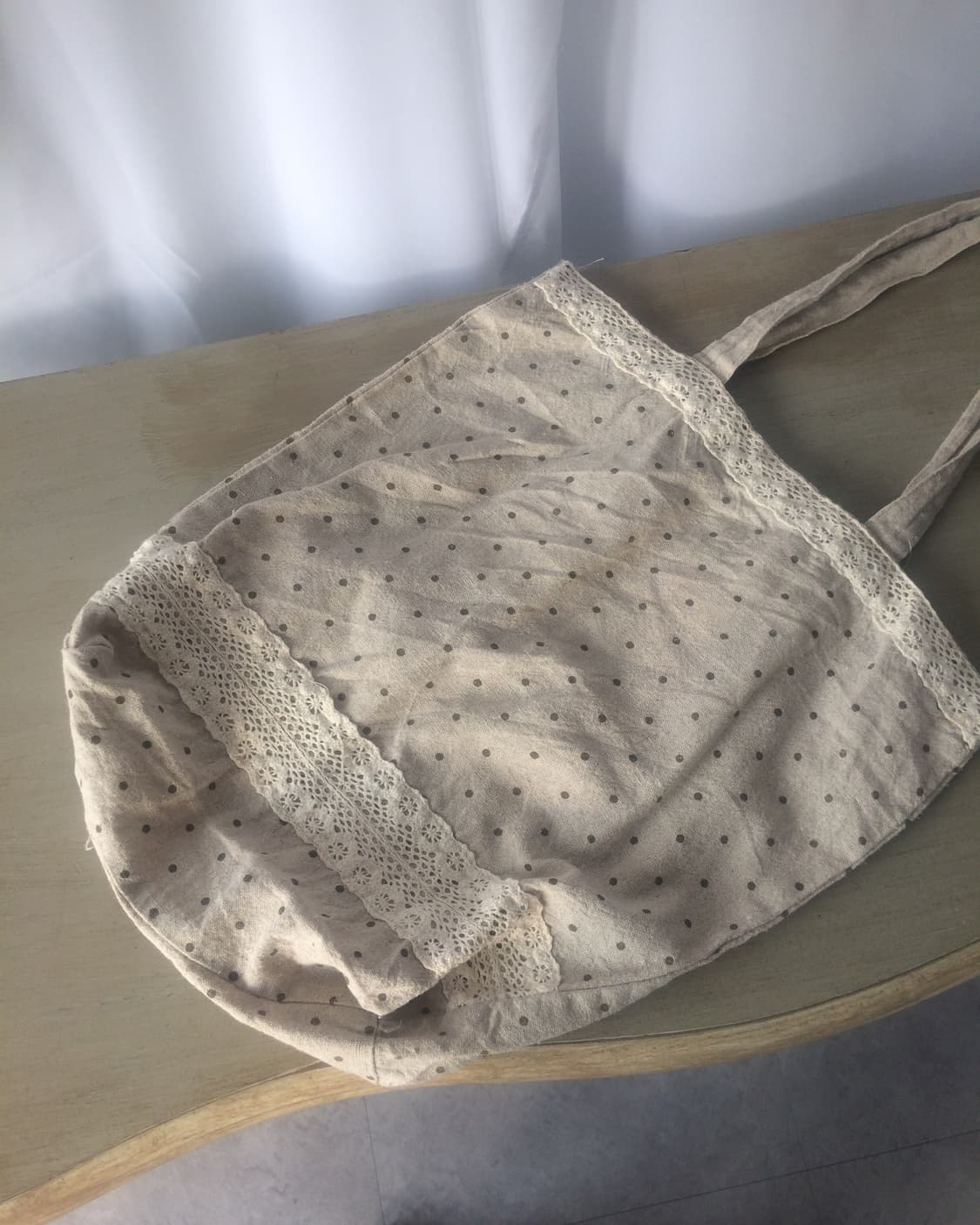 crochet trimming dot pattern tote bag 상품이미지4