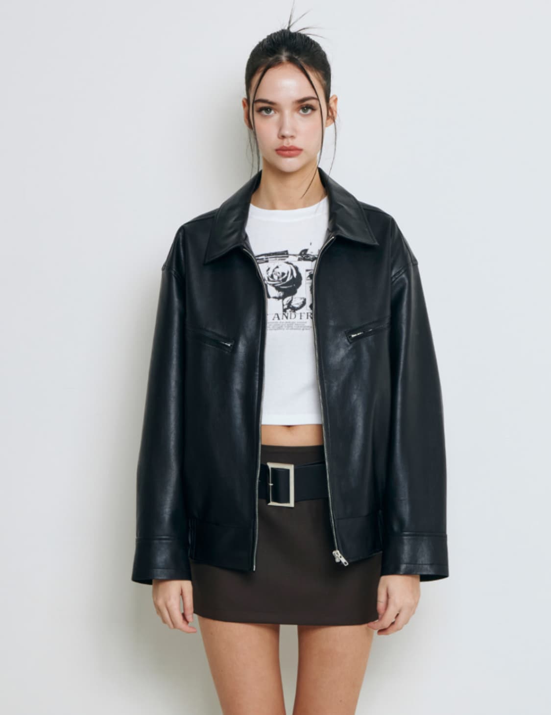 낫유어로즈 오버핏 레더 점퍼 상품이미지3