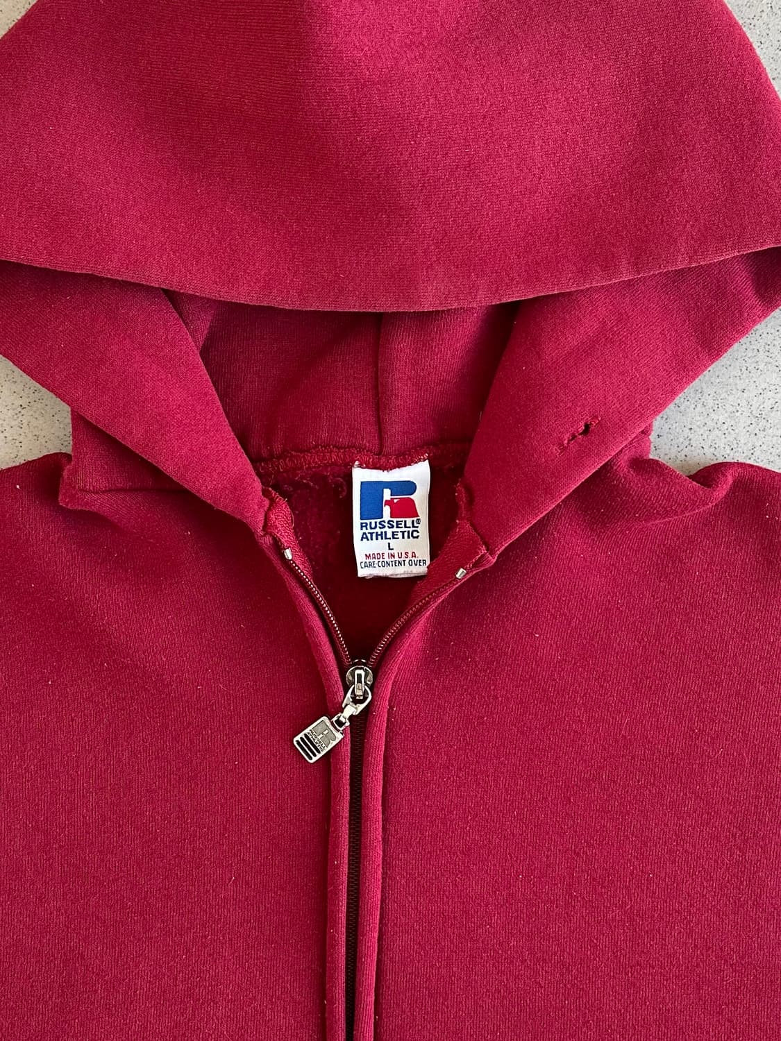 90s 빈티지 러셀 후드집업 레드 L USA 상품이미지7