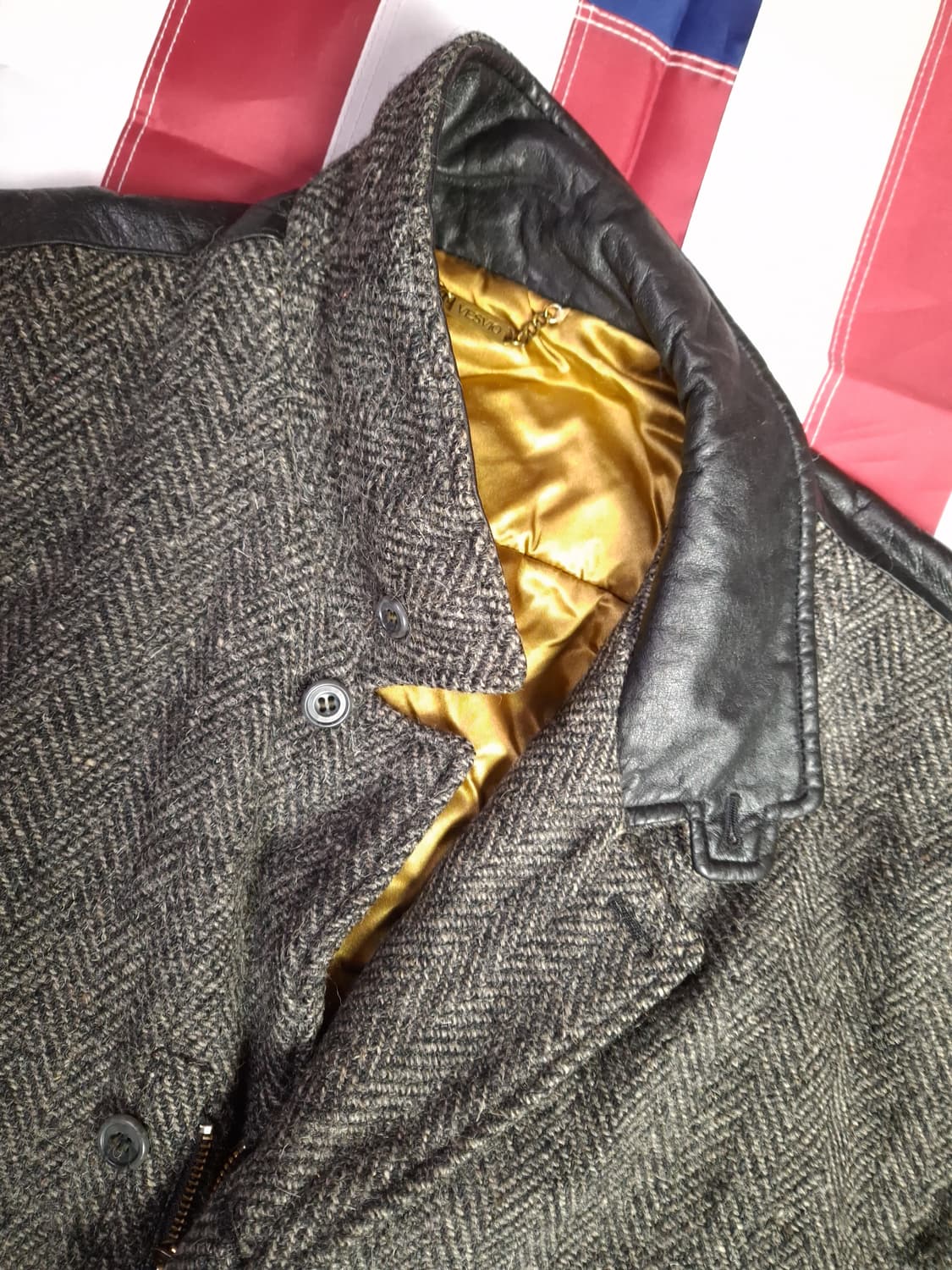 새제품 오리지날 일본판 VESVIO 헤링본 레더  봄버자켓 상품이미지3