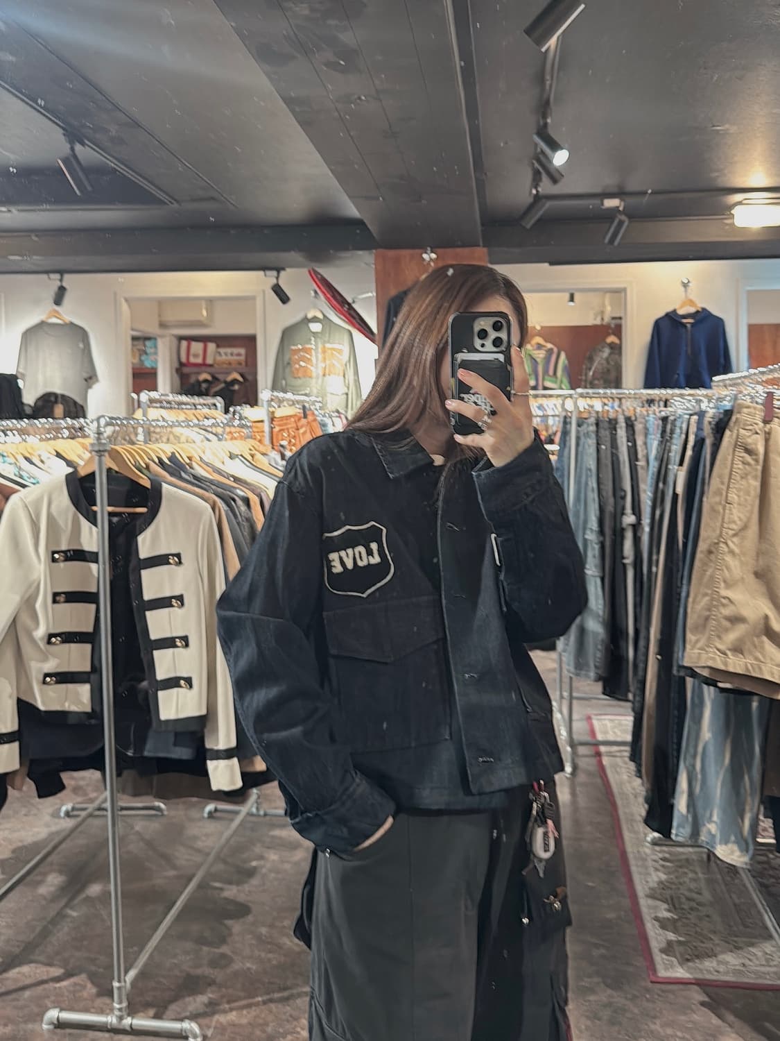 스튜디오 톰보이 생지 데님 와펜 포켓 패치 워크 자켓 F 상품이미지6