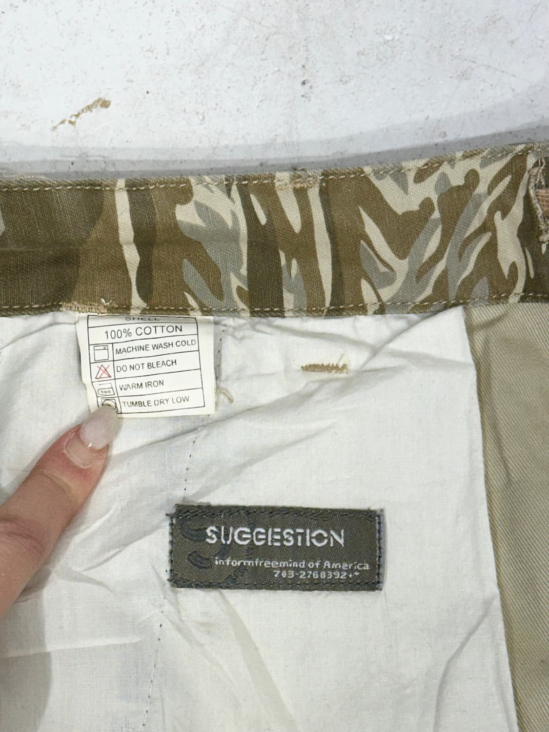 일본 빈티지 베이지 카모 허리 포인트 와이드 카고 팬츠  상품이미지7