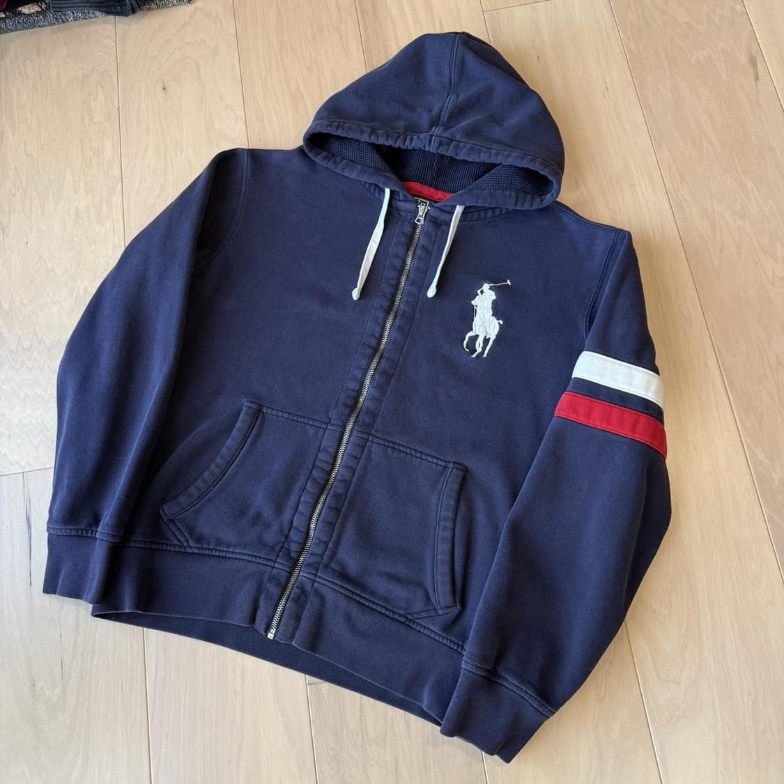 폴로 랄프로렌 빅포니 스트라이프 후드집업 네이비 상품이미지1