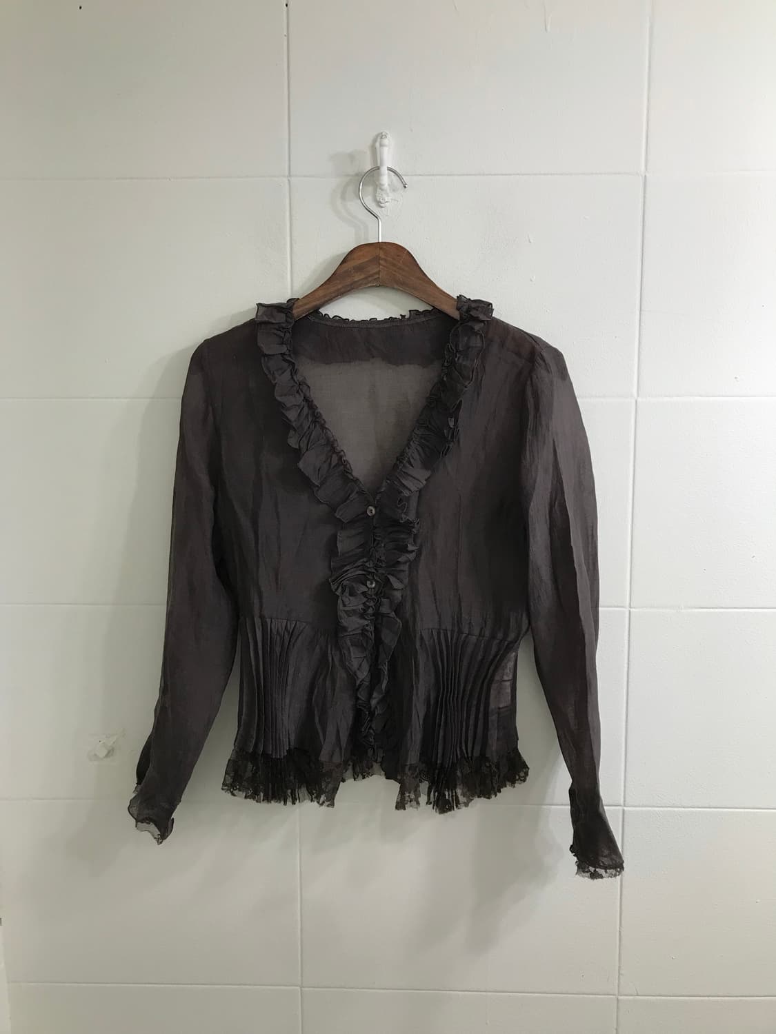 엑시즈팜 브라운 레이스 아일렛 퍼점퍼 핑크초코 코디세트 상품이미지7