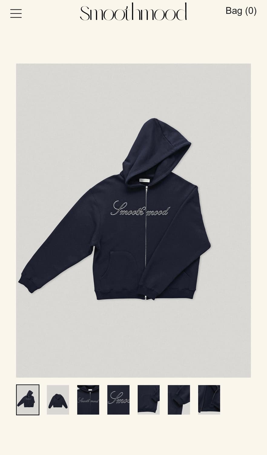 스무드무드 로고 후드집업 네이비 새상품 상품이미지1