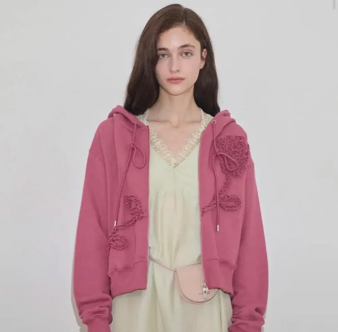 시눈 로즈 프릴 후드집업 로즈색 상품이미지1