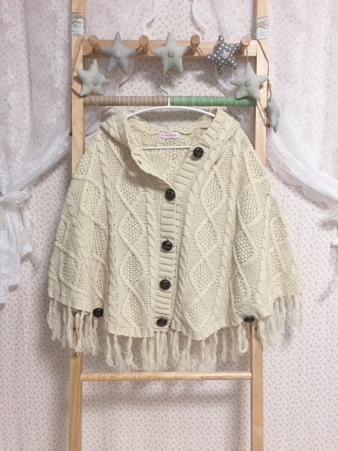 빈티지 사와코 모리걸 메론빵단추 케이프 상품이미지3