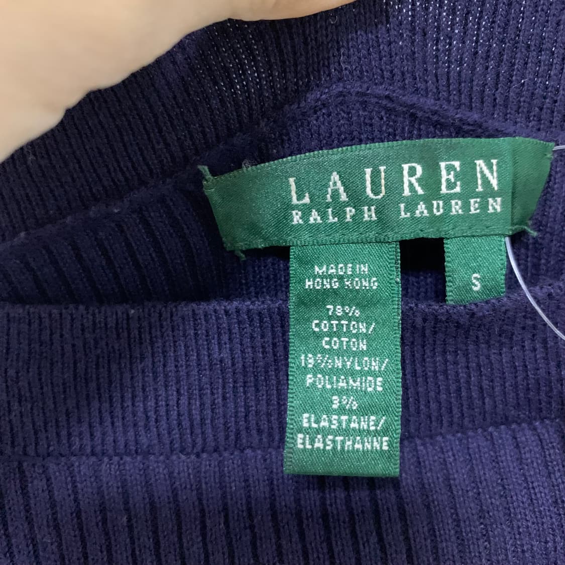 로렌랄프로렌 빈티지 네이비 7부 소매 세미 크롭 니트 폴로 여성 S 상품이미지7