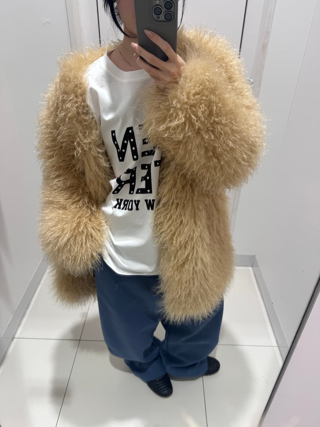 스컬프터 faux fur middle jarket beige (S-M) 상품이미지2