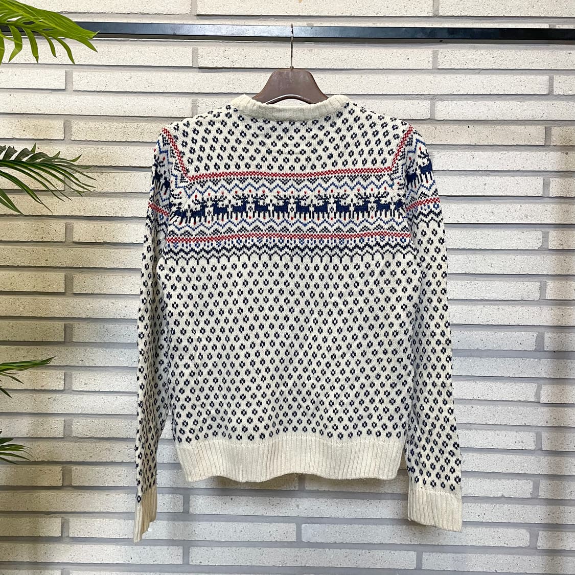 LEE COOPER 노르딕 패턴 니트 라운드넥 디테일 화이트 상품이미지3