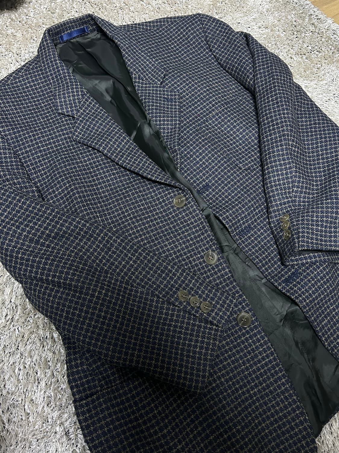 앙고라 혼방 체크 울 블레이저 사이즈 105 상품이미지2