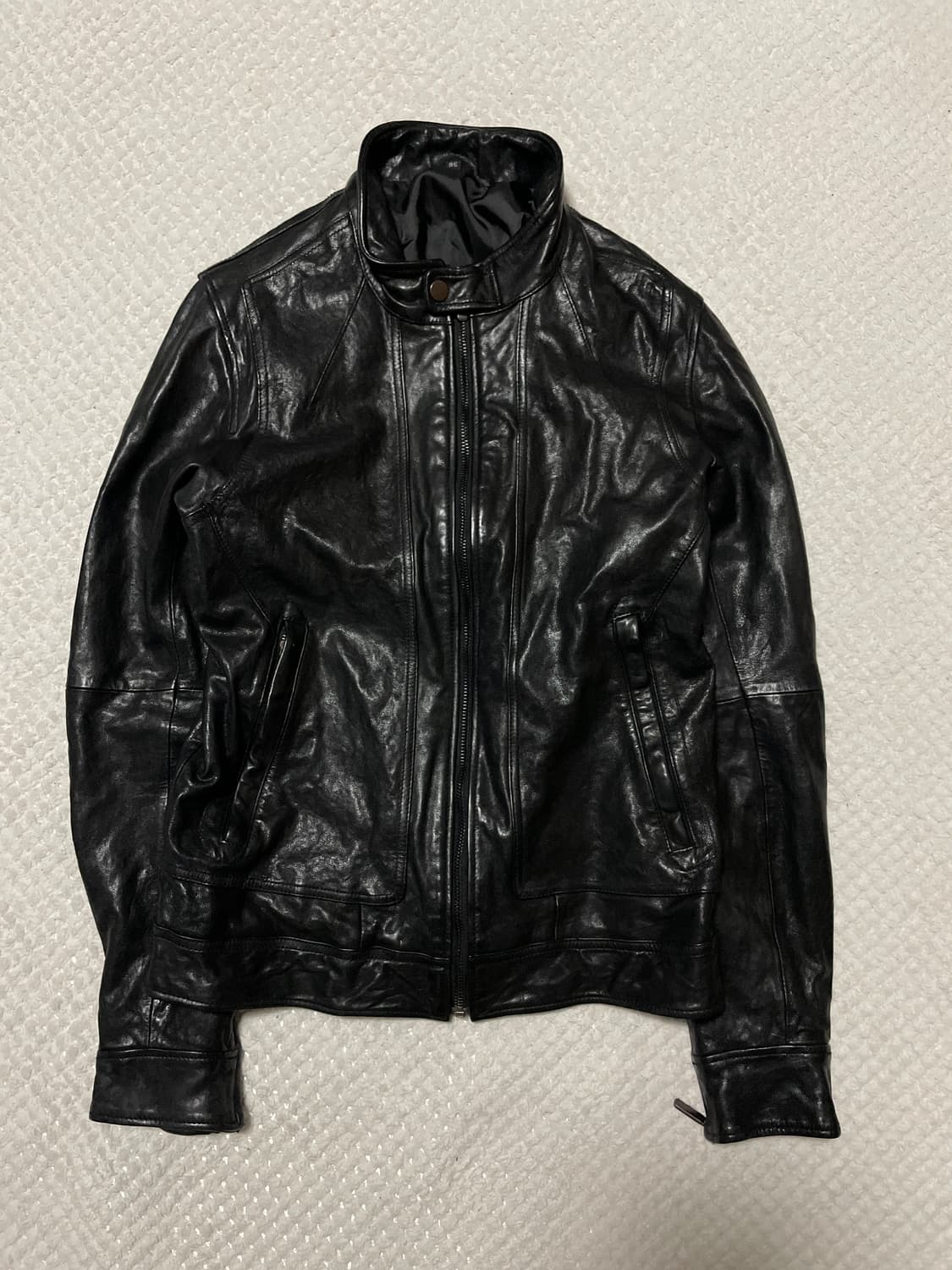 광희시장 웨스턴 무드 램스킨 양가죽 절개 레더 자켓 상품이미지1