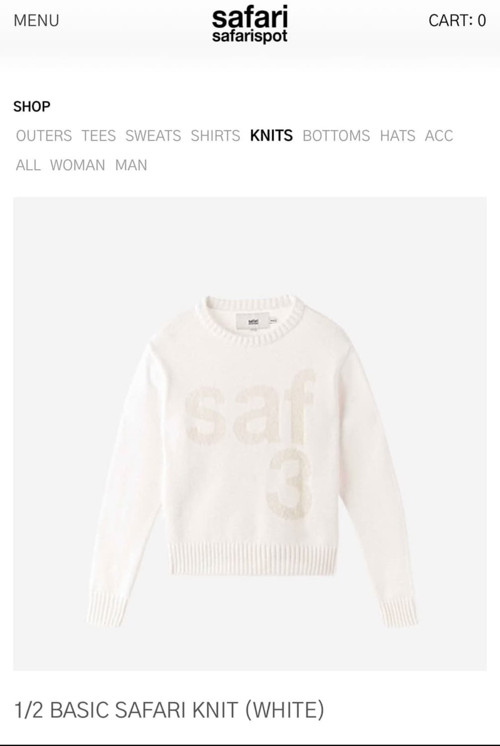 사파리스팟 니트 화이트 색상 1/2 BASIC SAFARI KNIT  상품이미지1