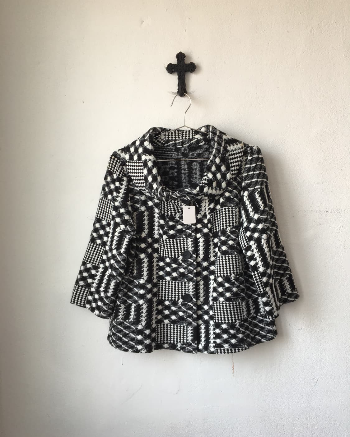 Pattern mixed thick neck point jacket 상품이미지2