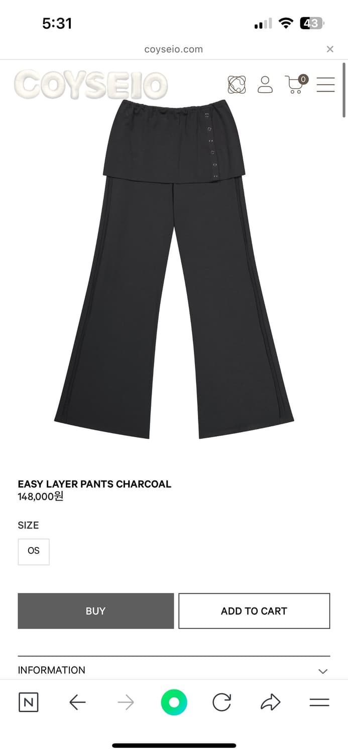 Coyseio_Easy Layer Pants Charcoal 상품이미지1