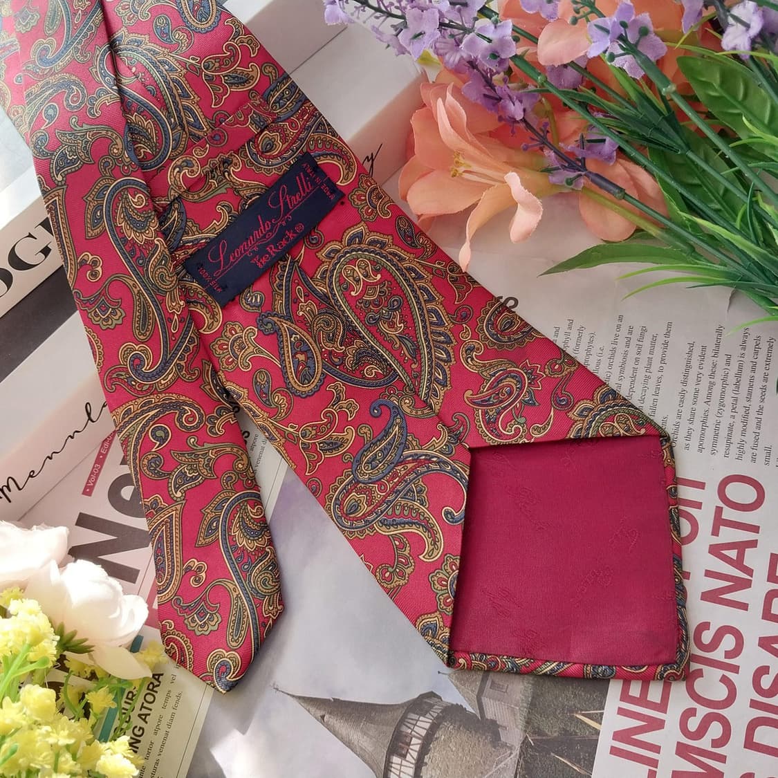 레오나르도 스트렐리 실크 레드 넥타이 9.8cm A+등급 K1295
 상품이미지5