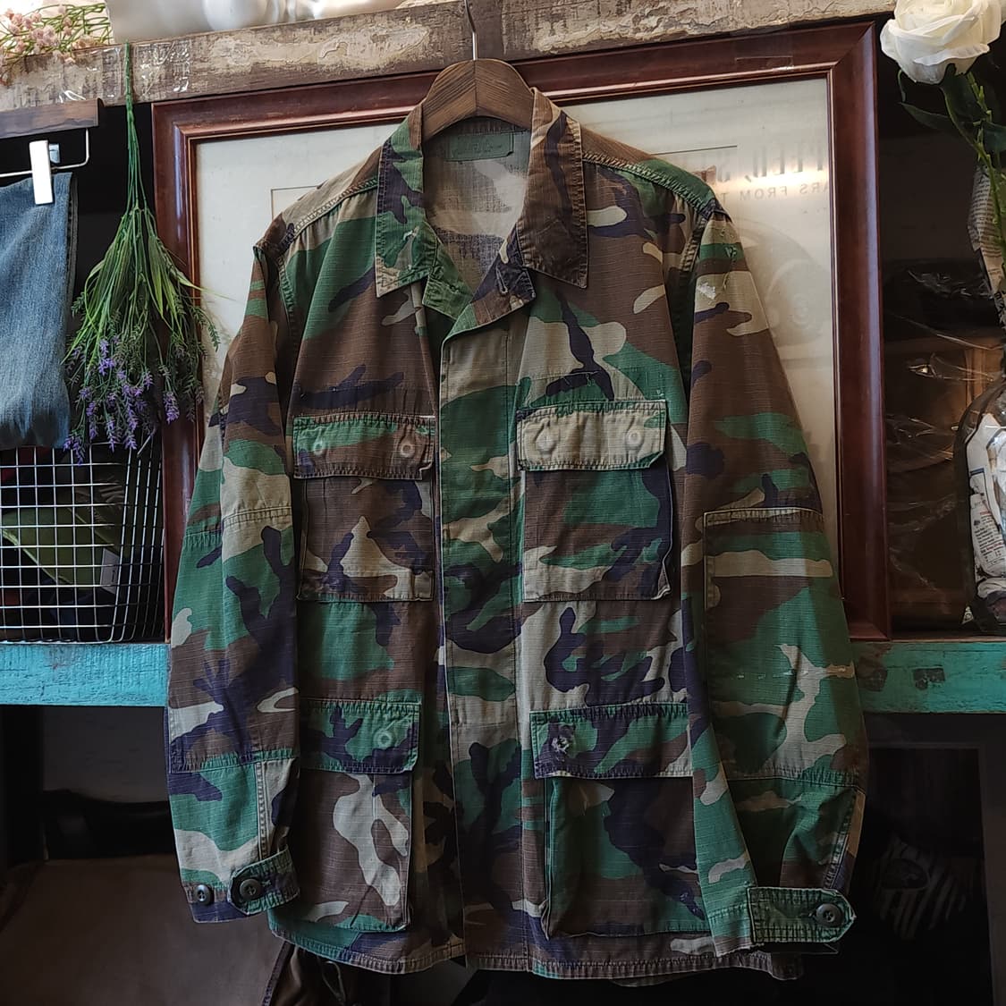 90s 미군 BDU 카모셔츠 우드랜드 미디움 레귤러 상품이미지2