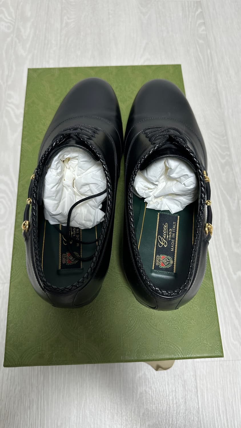 구찌 레이스업 스퀘어 홀스빗 남성 구두 6사이즈 정품 새상품 정가179만 상품이미지5