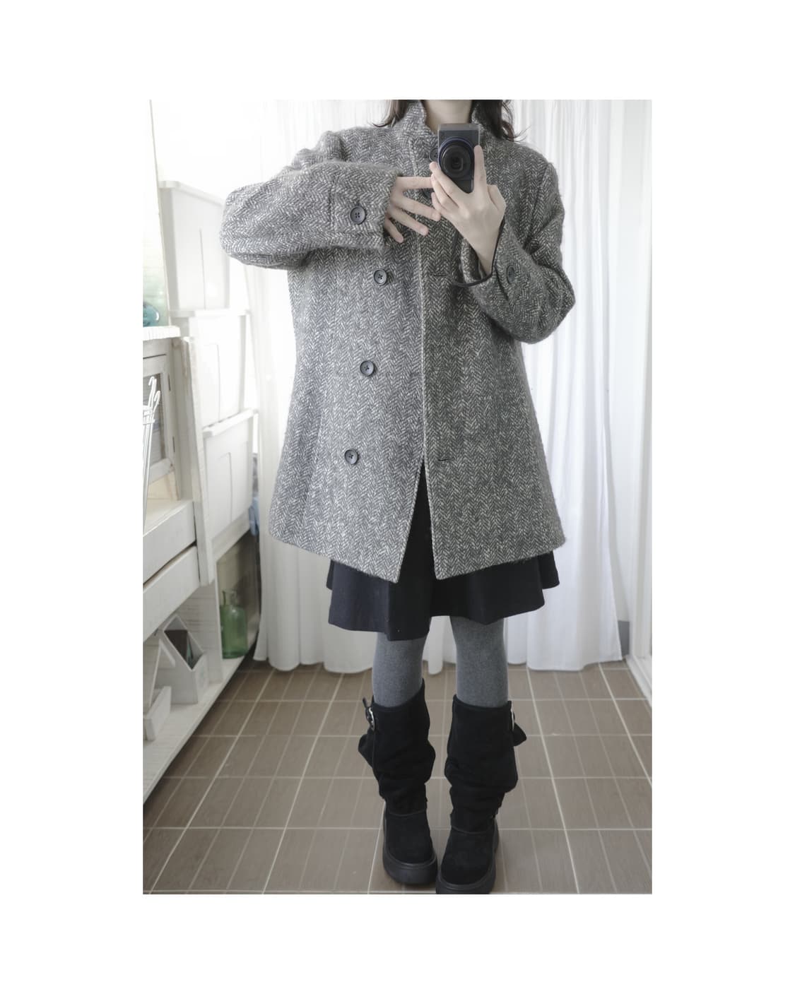 Grey half coat 상품이미지4