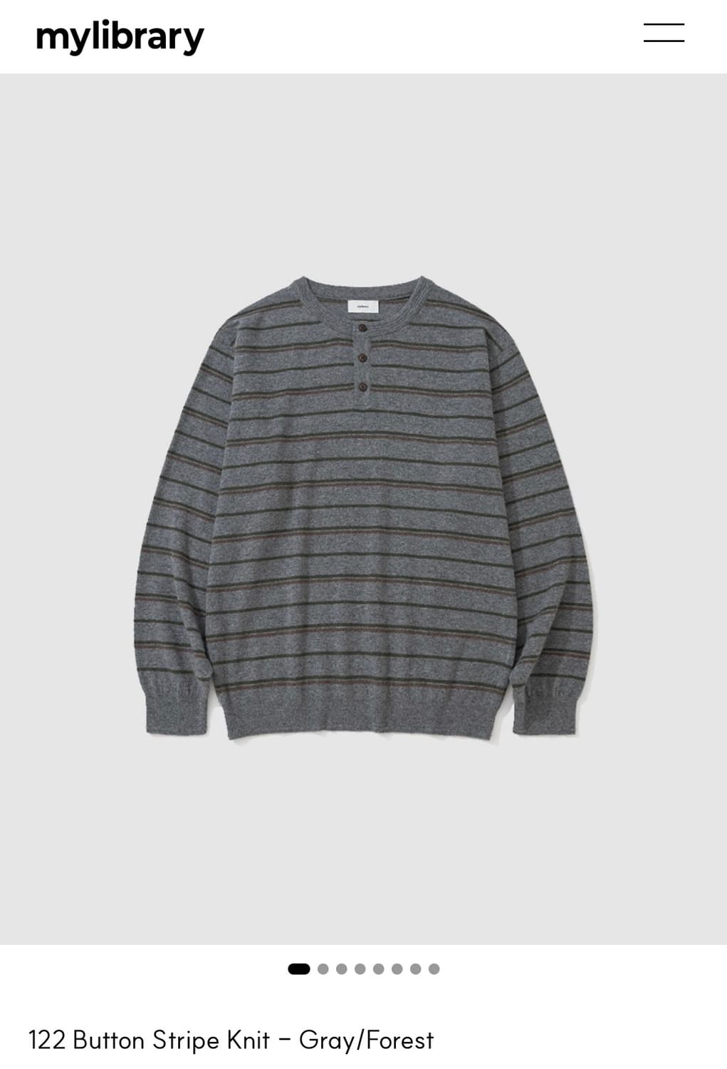 마이라이브러리 122 Button Stripe Knit (L)구매합니다. 상품이미지1